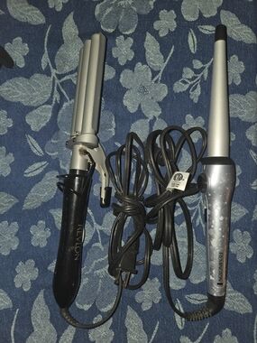 Revlon Black and Silver Triple-Barrel Waver with Silver Tapered Curling Wand